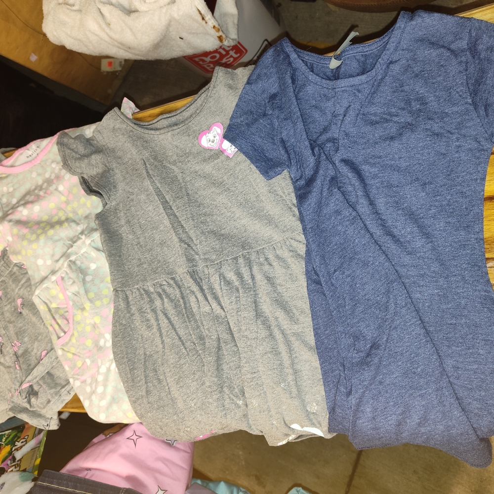 Blue and Gray Casual Sundress with Crew Neck Short Sleeves